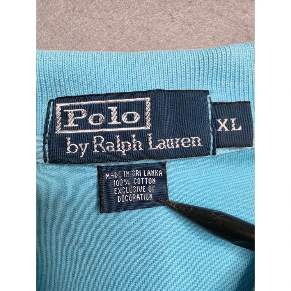Polo Ralph Lauren Polo Shirt Men's XL Blue 100% Cotton High Low Hem Golf Outdoor